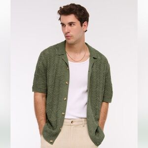 Abercrombie & Fitch Men’s Crochet Button Sweater Polo shirt